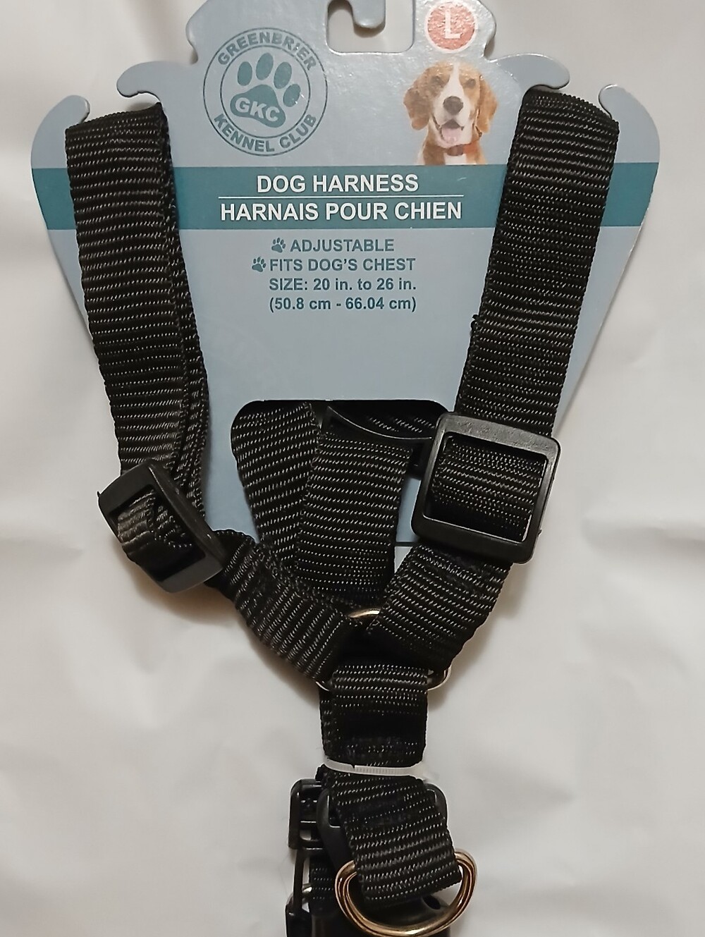 New Greenbrier Kennel Club Black Adjustable Dog Harness - Large 20"-26"